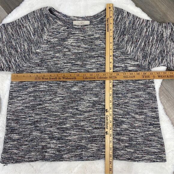 Loft Boucle Textured Bell Sleeve Knit Top Black Multi Large - Picture 12 of 12